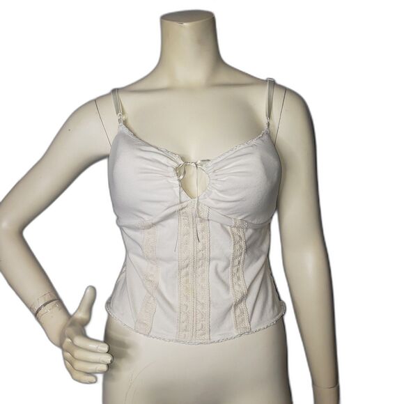 Moda International Corset Tank Top Womens Large Lace Detail Y2K Spaghetti Strap - Picture 5 of 5